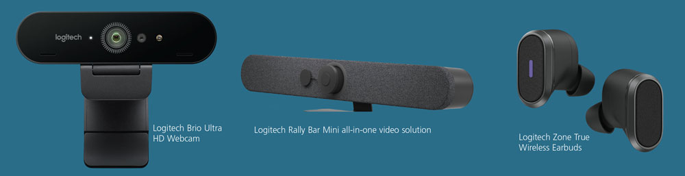 Logitech HD webcams and Zone true earbuds