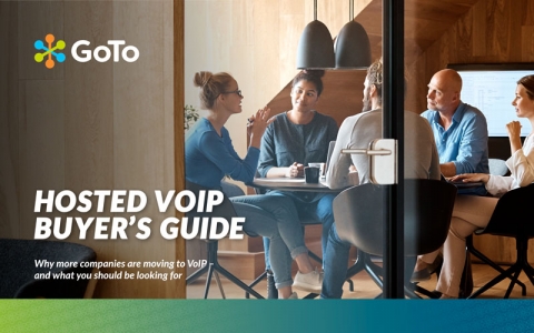 Hosted VOIP Buyer’s Guide - image of people sat around a table drinking coffee